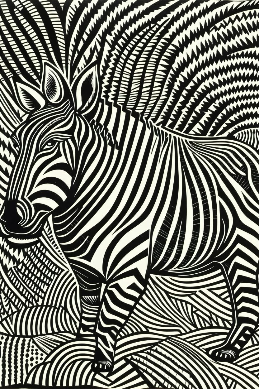 Linocut zebra