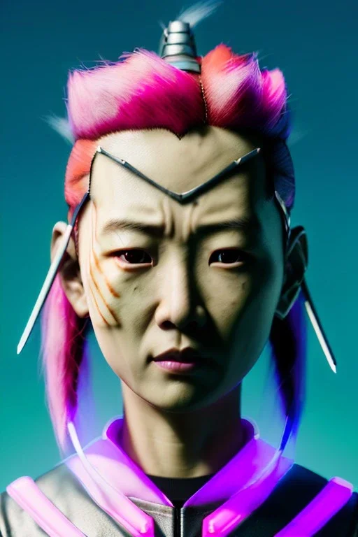 portrait, Asian cyborg woman, samurai warrior :: symmetry photography, cyberpunk style, pink hair, wires conveying, perfect eyes, samurai helmet, tiger mask, black samurai army, katana, japanese traditional ornaments, pink, white, black, glow eyes, cinematic, Ultra realistic, dark scene, soft color, highly detailed, unreal engine 5, RTX, ultra detail, 3d, finely drawn, high definition.