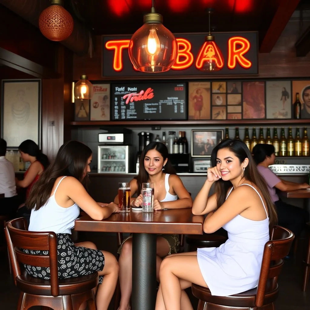 Tribar with female customers.
