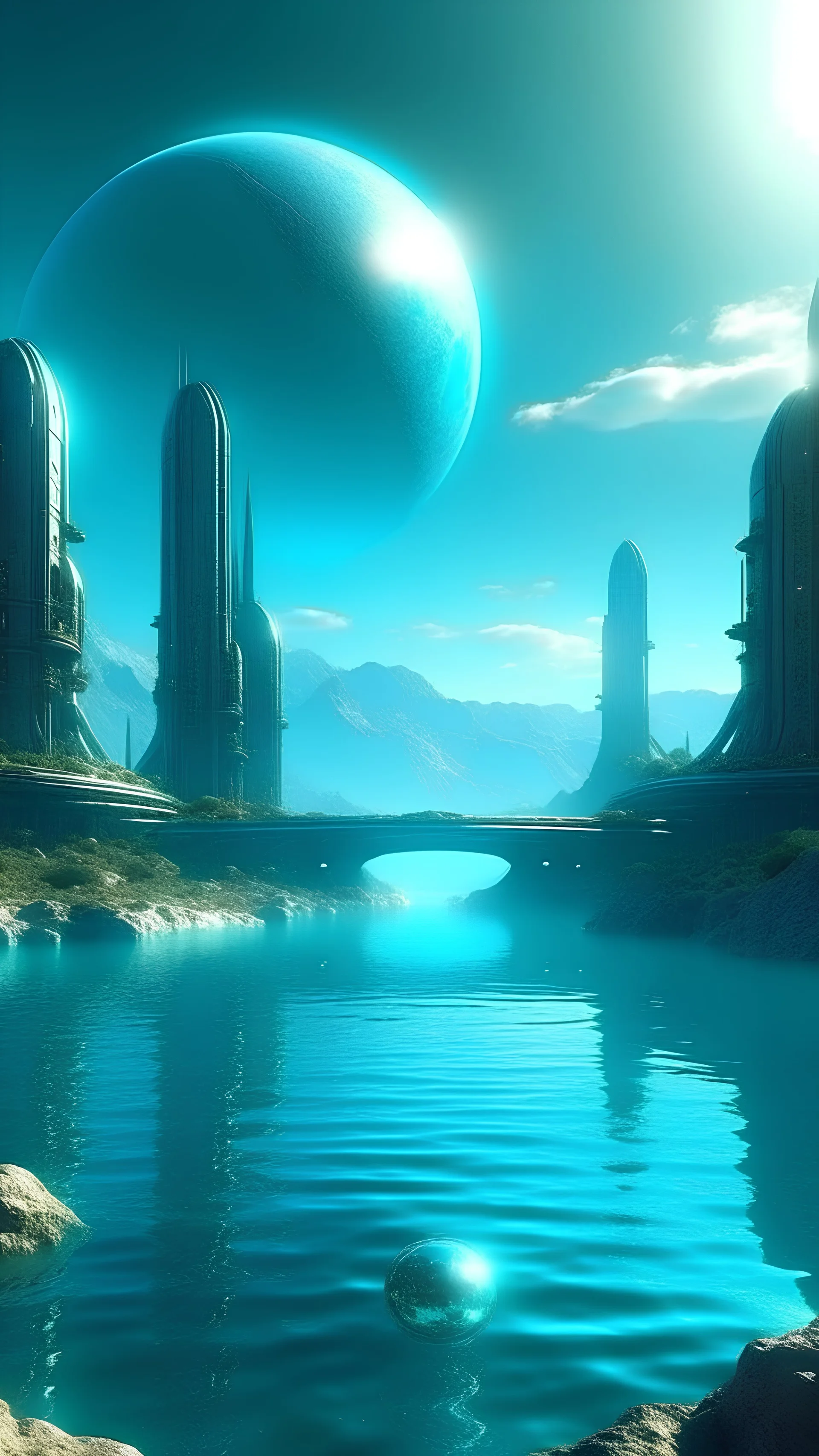 sci fi planet, roman, city, aqua pools