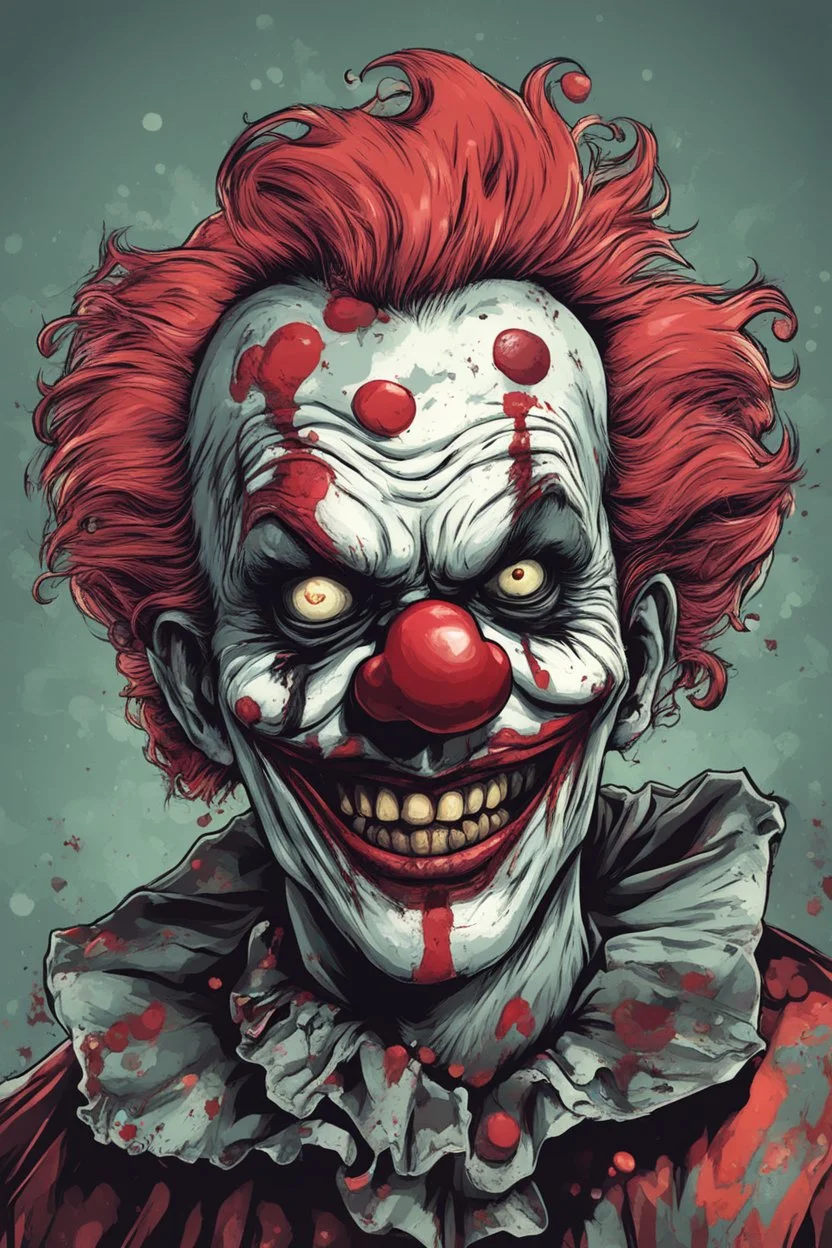 A zombie clown in comic style