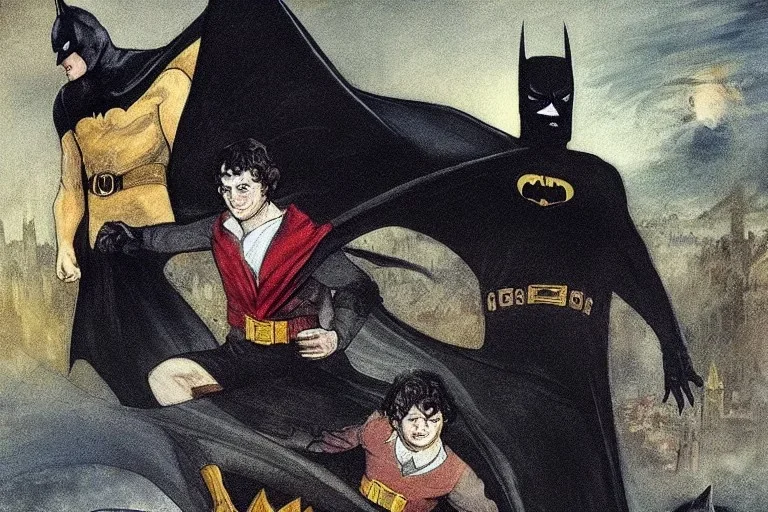 Batman, Frodo and Dracula painted by William Turner