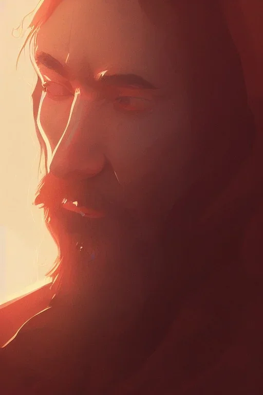 Jesus face portrait at dawn, centered, by atey ghailan, ismail inceoglu, michal lisowski, artstation, volumetric light, high detail, perfect