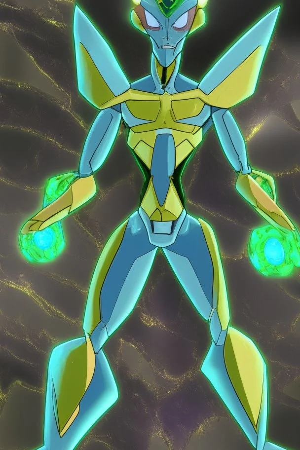 This new alien from the Ben 10 cartoon looks like an alien with an advanced and amazing appearance. He is distinguished by his slender and flexible body, which indicates his high alien capabilities. His skin appears light blue, adding to his feral character