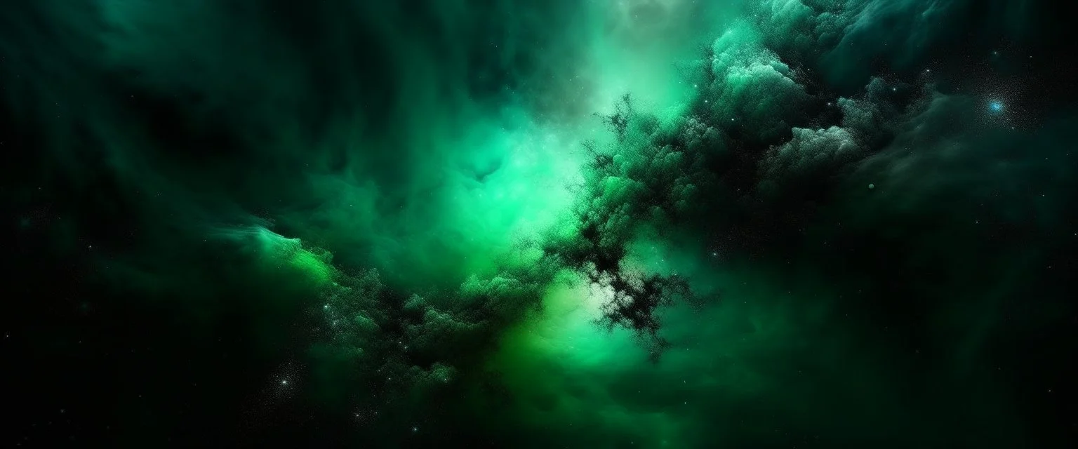 A dark mint colored chaotic dimensional galaxy painted by Ivan Aivazovsky