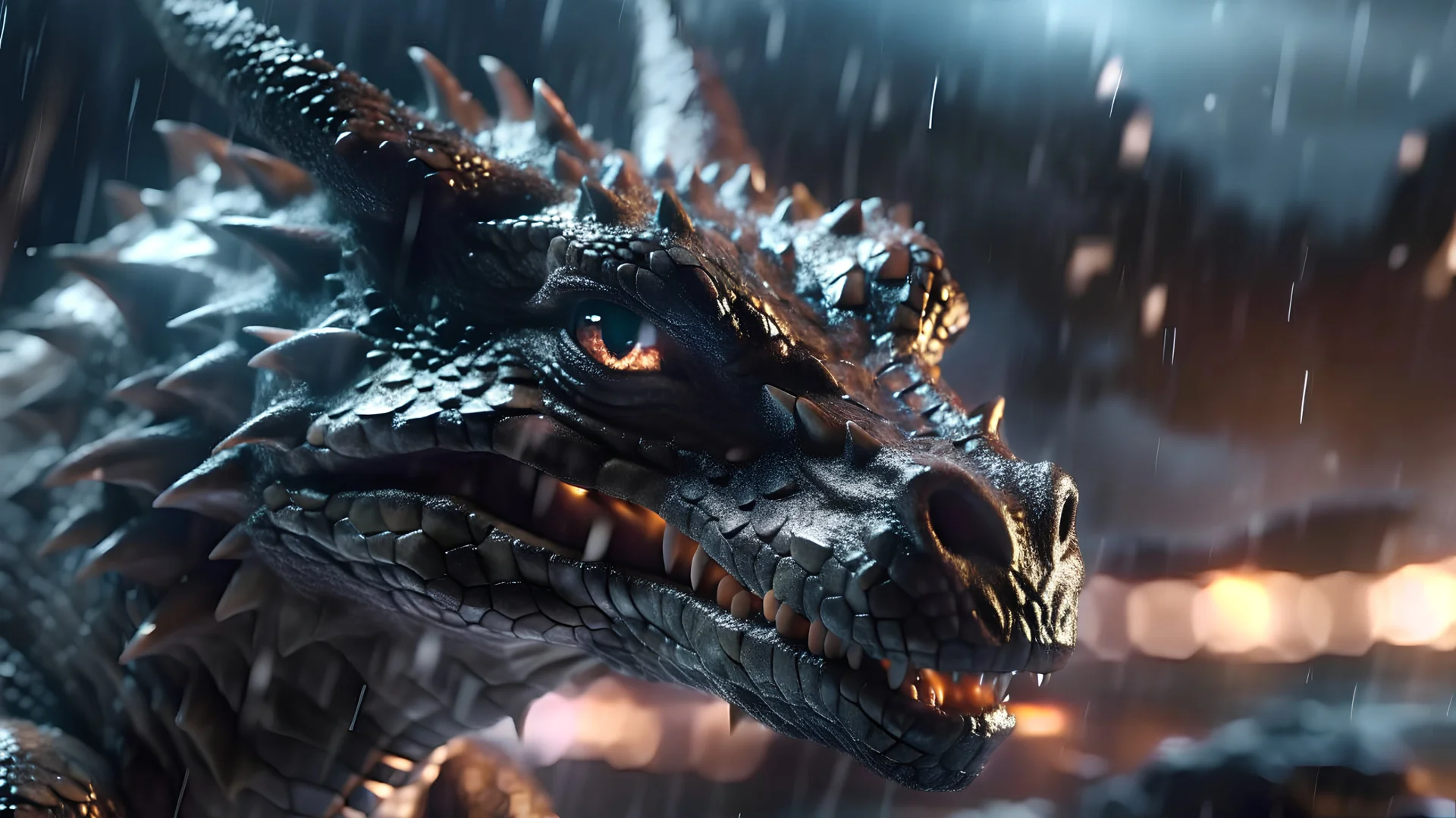 fierce dragon in a thunderstorm, intricately detailed face, Professional photography, bokeh, a breathtaking background cinematic side light, medium shot, shot on dslr 64 megapixels sharp focus, canon lens, Hyperrealistic, concept art, 16k resolution