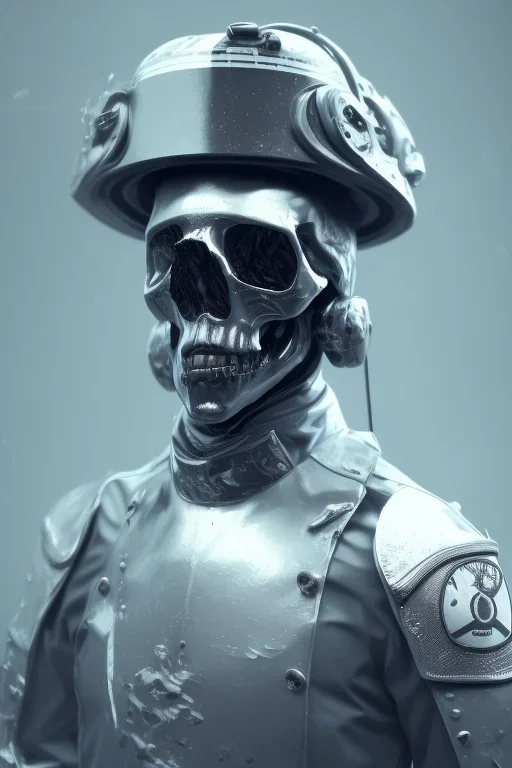 British ghost soldier, high tech skull special forces helmet, shiny platinum helmet, white smoke, dark, rage, sorrow, high definition, ultra 8 k, volumetric lighting, blue fire, fog