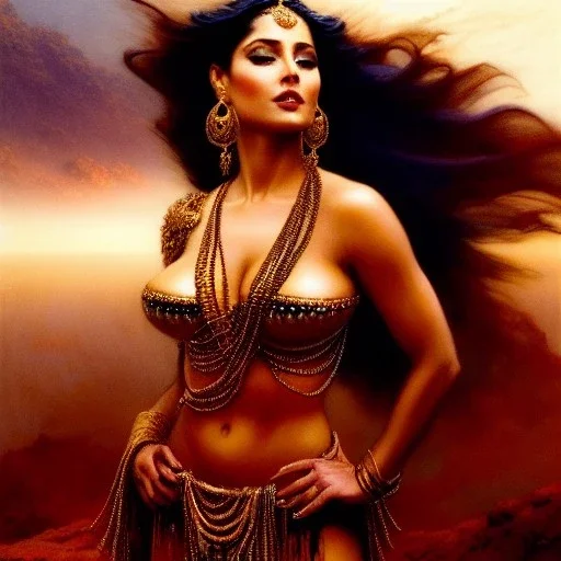 Drawing of beautiful face,busty Dejah Thoris,sweet stare,Mars,desert,minimal ancient armor, balanciaga fashion clothe painting by gaston bussiere, greg rutkowski, yoji shinkawa, yoshitaka amano, tsutomu nihei, donato giancola, tim hildebrandt, oil on canvas, cinematic composition, extreme detail,fit full head inside picture,16k