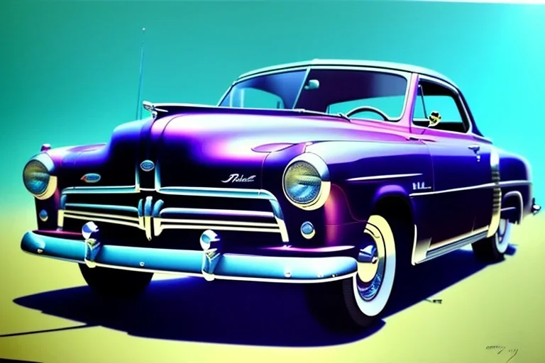 a true-to-life 1950 Ford Club Coupe, centered, intricate, extreme detailed, photorealism, center view, suburb background, pivot on ford, pen and color marker, painting by cheryl kelley