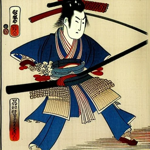 Dibujo Épico de un pulpo Samurái con estilo de Utagawa Kuniyoshi