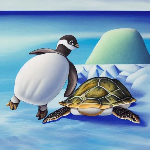 turtle and iceberg and penguin