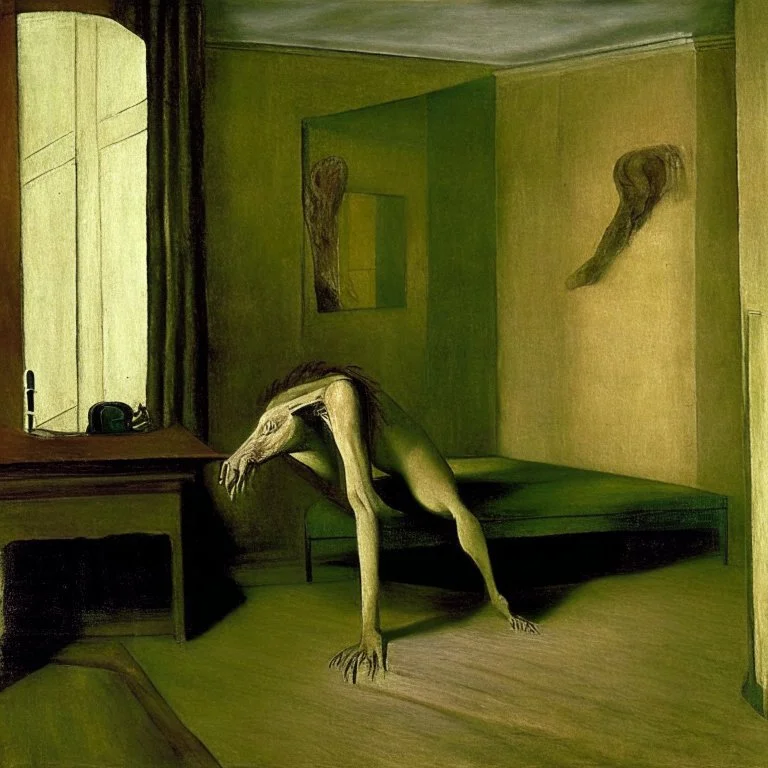 a chimera in a liminal room depicted by balthus