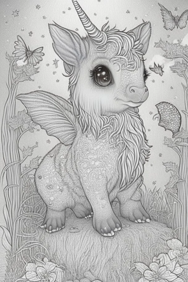 coloring book page of a magical animall