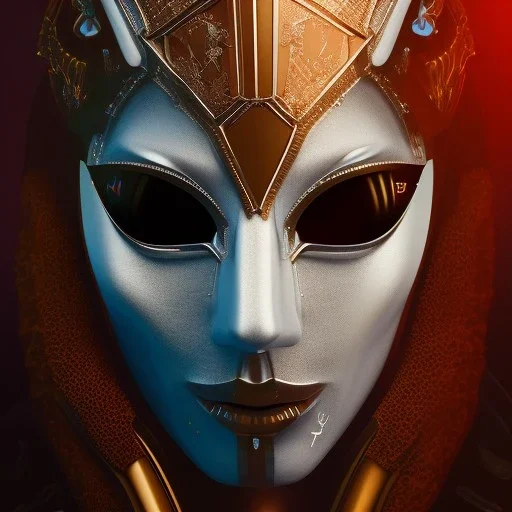 Mystery iconic mask, nike pattern, dramatique, art background, dramatic lighting, volumetric lighting, hyperrealisme, 8k, high quality, lot of details, fit within portrait