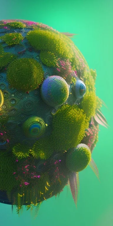 globe, plants and flowers around, kente, cinema 4d, octane render, high detail