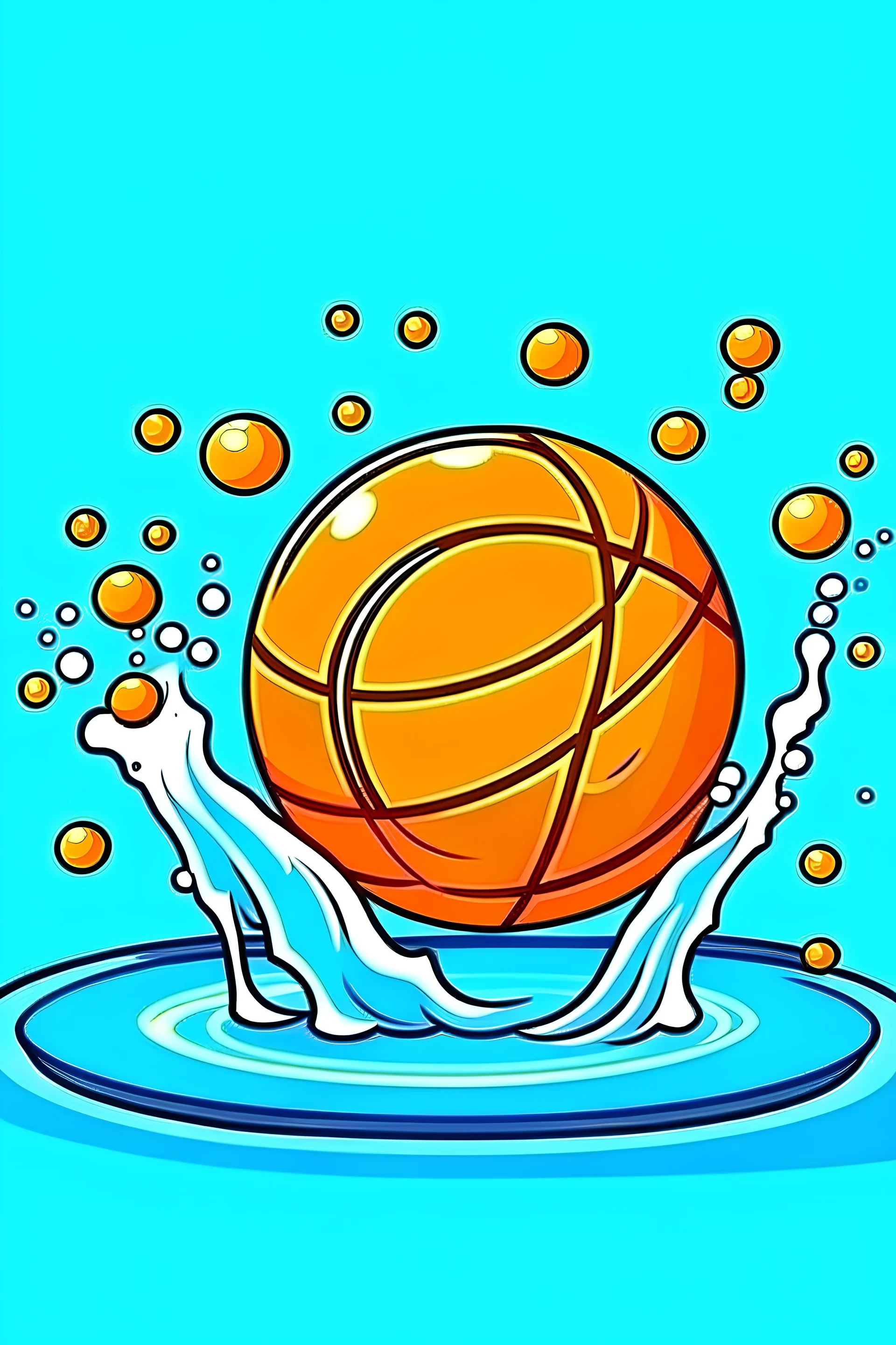 an basketball with super powers under water cartoon