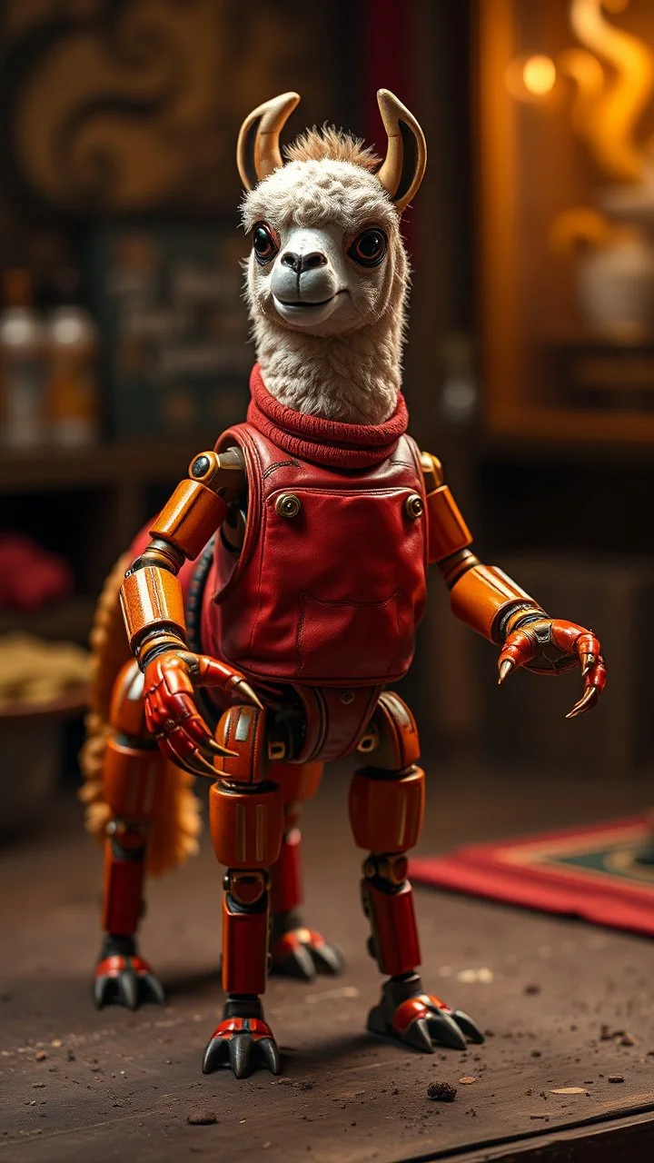 full figure Gordon Ramsey as a scorpion lama robot