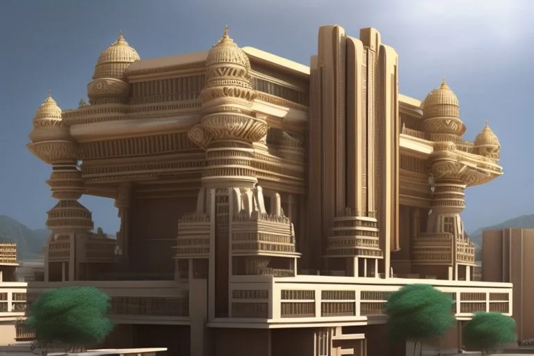 Grand scale Indian Architecture modern futuristic, inspired by hindu Architecture