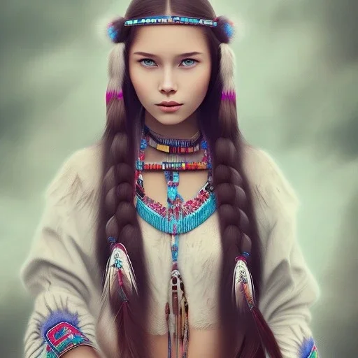 Native American girl, cute, beautiful, long hair