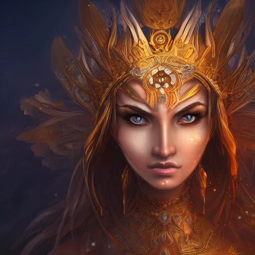 A queen sun woman, beautiful face with light eyes, beautiful body, gear mechanisms background, in the fantasy world , 8k resolution,concept art, by Greg, dynamic lighting, hyperdetailed, intricately detailed, deep, sun