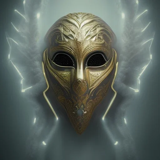 Mystery extraordinary mask,Ambiance dramatique, art background, dramatic lighting, volumetric lighting, hyperrealisme, 8k, high quality, lot of details, fit within portrait