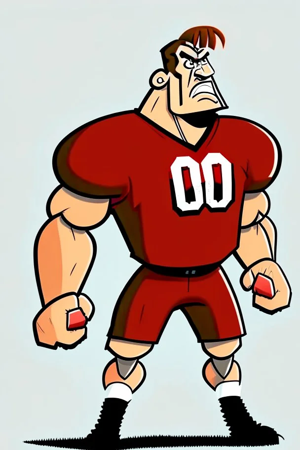 Draw me a football player in a cartoon style at a 90 degree angle