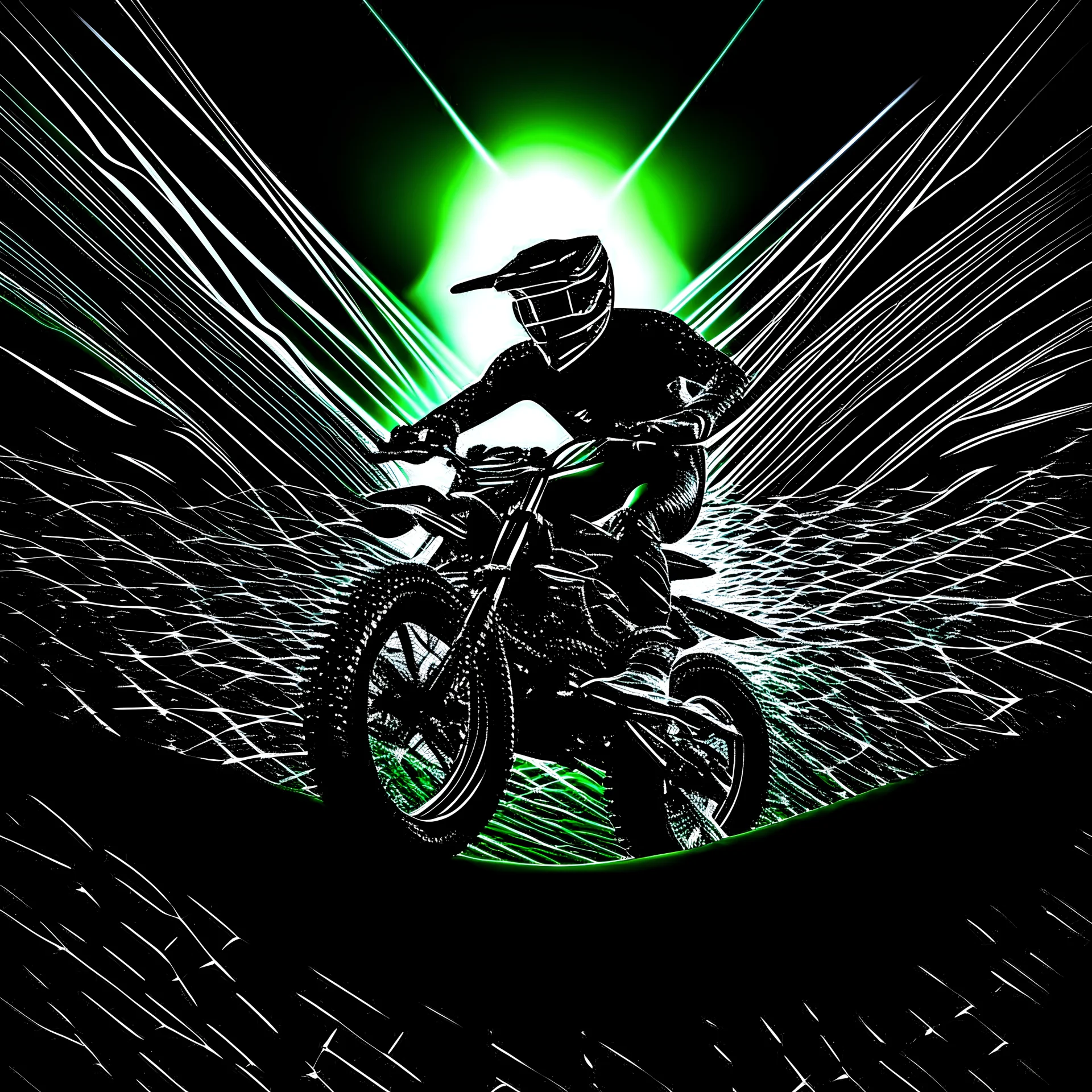 fractal motocross theme background, dark backdrop, dim lighting, motocross theme, 2d, cool, stylized