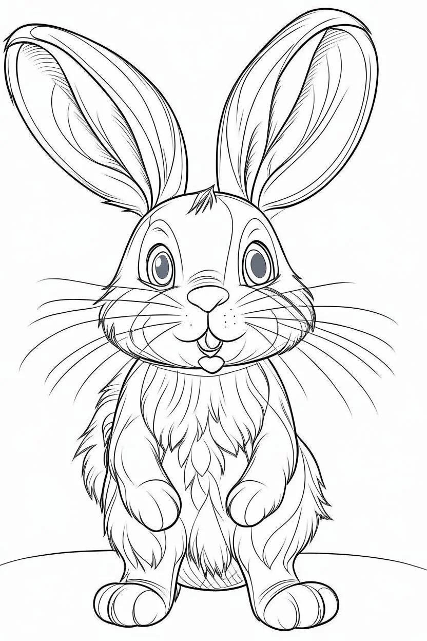 Premium Vector | Vector handdrawn bunny outline illustration a black and  white drawing of a fluffy rabbit