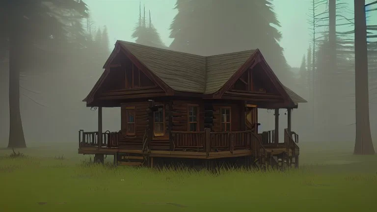 cabin in a clearing in the swamp