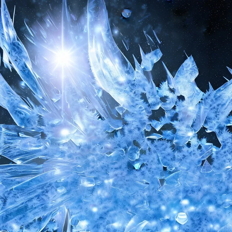 celestial, reflection, ice crystals, snow, icicles