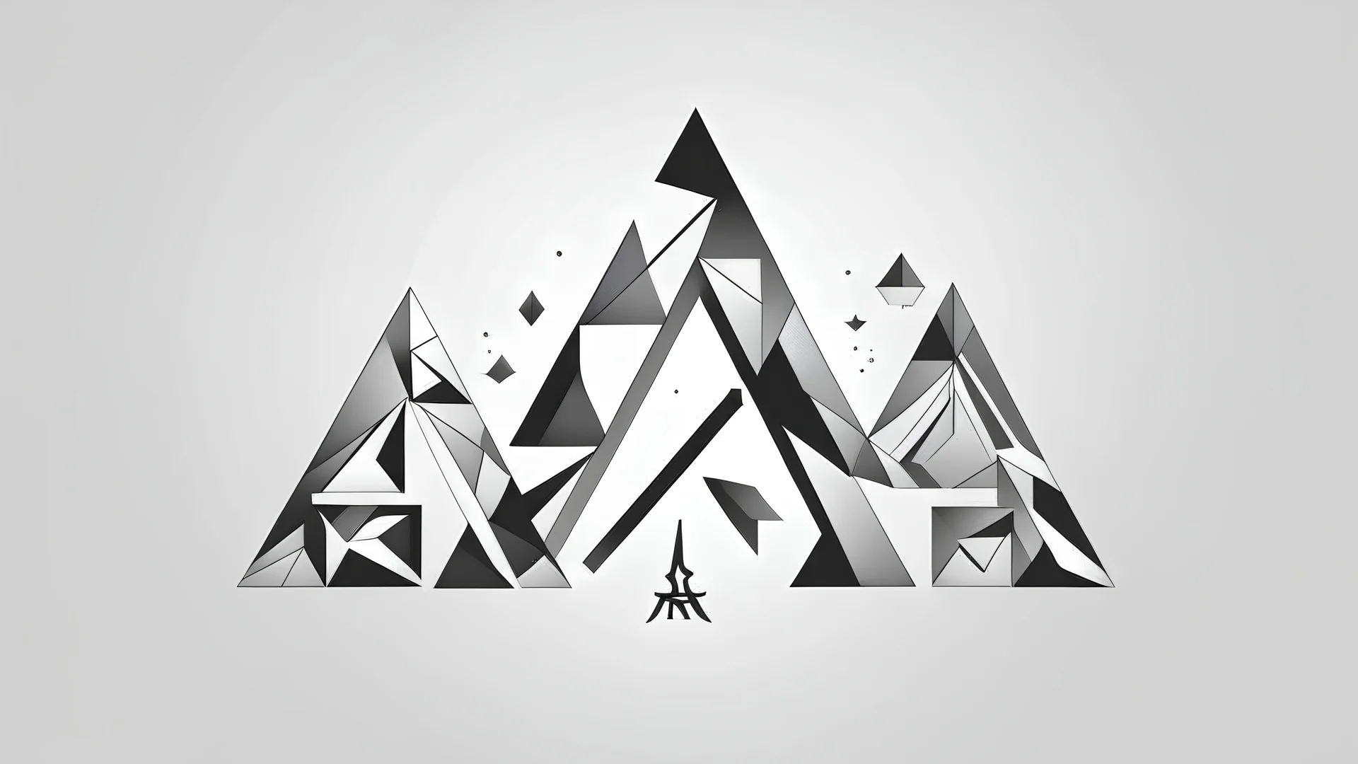 R, Logo, R and A, Make it from stamps made of triangles, background gray triangles