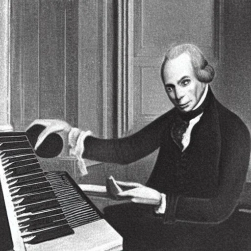 Immanuel Kant playing a modular synthesizer