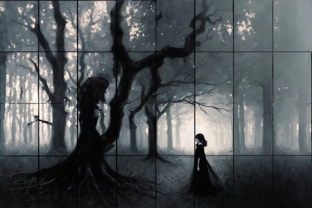 Trees, forest, one person, gothic horror movies influence, berthe morisot, and konstantin korovin impressionism paintings