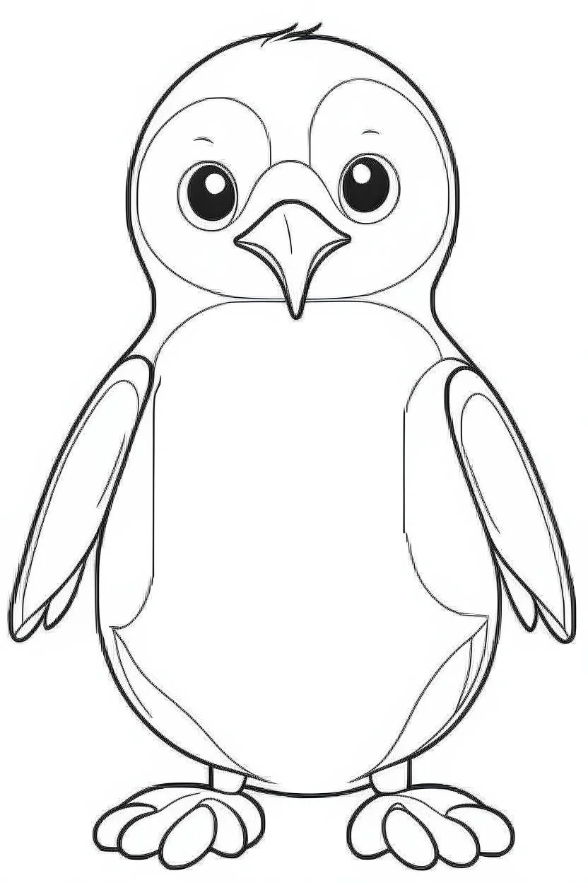 outline art for cute Penguin coloring pages with sitch, white background, Sketch style, full body, only use outline, toddlers style, clean line art, white background, no shadows and clear and well outlined.