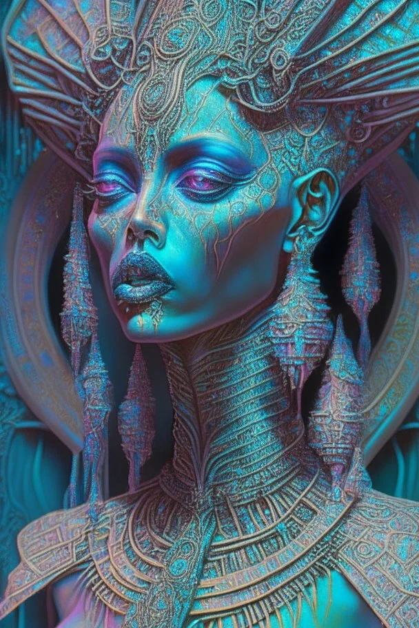 Queen Of The Damned Disguised In Pastels; Insanely detailed, beautiful, award-winning, trippy Hieroglyphics, Symbolism, Dystopian, Elegant, Fantastical, Intricate, Hyperdetailed, Holographic, Magnificent, Meticulous, Mysterious, Ominous