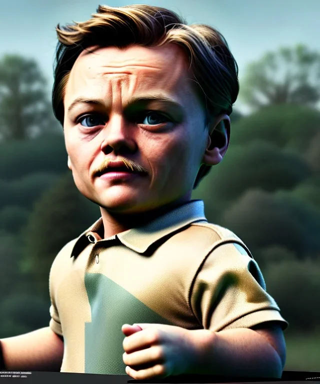 Leonardo di caprio toddler, full body, shoe, car, dramatic lighting, hyper realistic