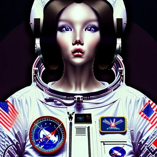 black long hair lady astronaut top under sunset