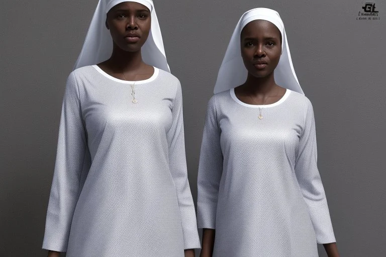 4 suore africane con tunica grigia figura intera