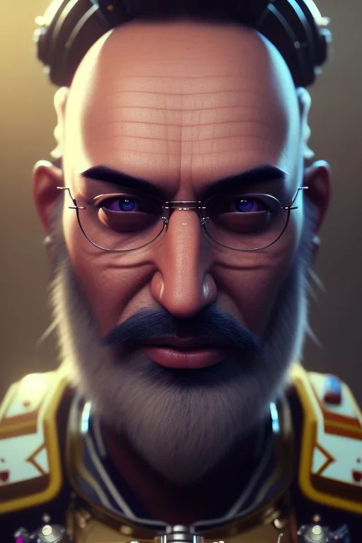 portrait of a bald Atul Bhardwaj, brown eyes, no beard, steampunk, unreal 5, octane render, cinema4d, dynamic lighting, soft lighting, 4k, redshift render, highly detailed, hyper realistic