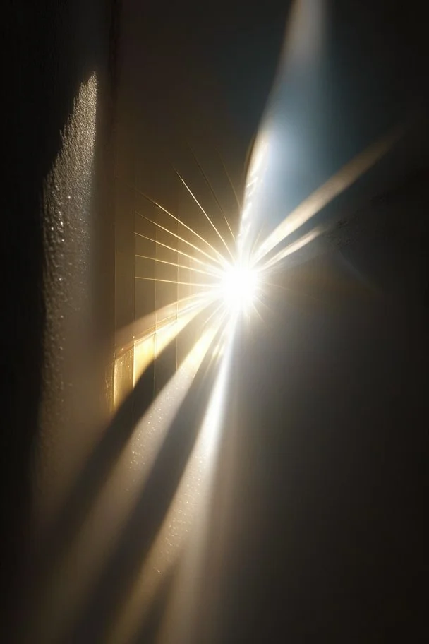 A slender beam of brightness delicately piercing through a minuscule aperture