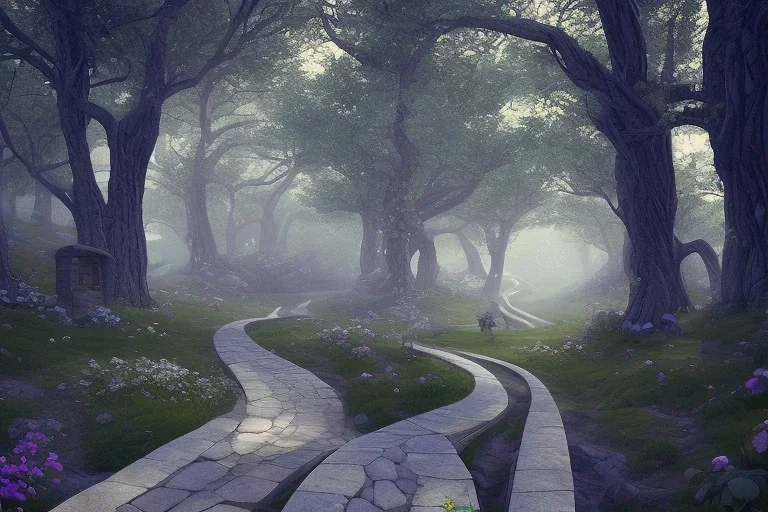  winding stone path lit