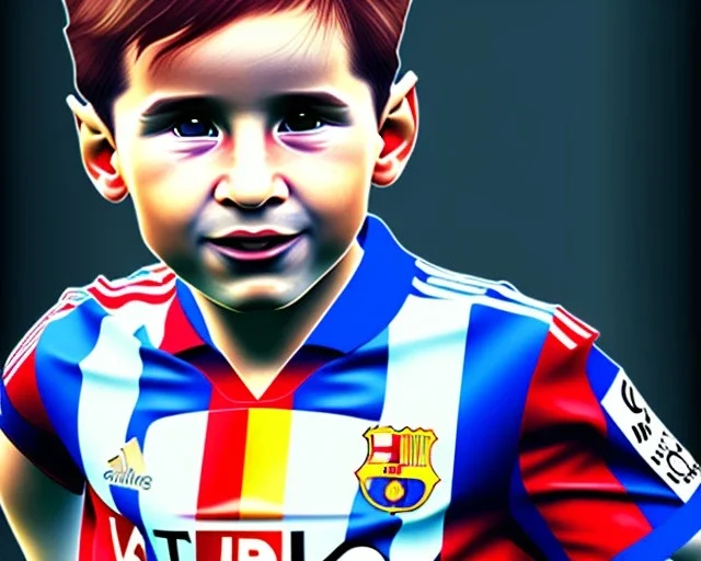 Lionel Messi as a baby, baby face portrait, smile, 8k resolution