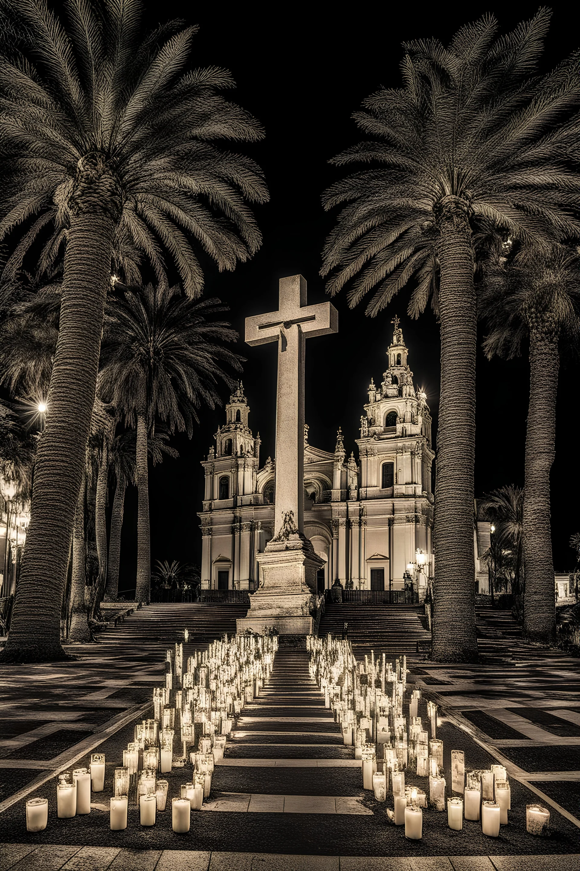 cadiz, semana santa, virgen, cristo, cruz, velas, noche, playa, arboles,