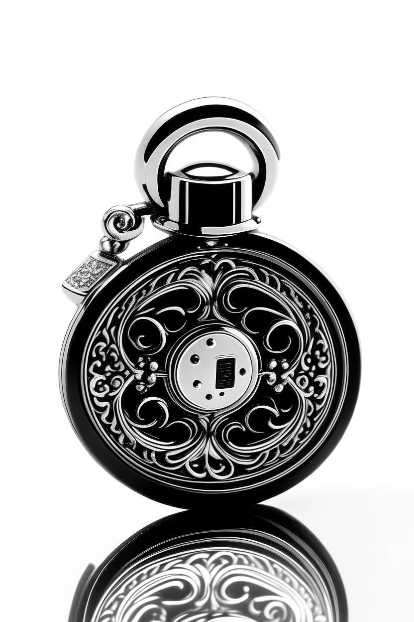 Black lock engraved with white gold White background