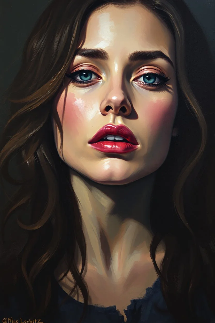 Beautiful Impressionist painting of a dark dramatic female character, Fusion between Jeremy Mann and Marta Dahlig and Daniel F Gerhartz, Annie Leibovitz, Long shot –v 4