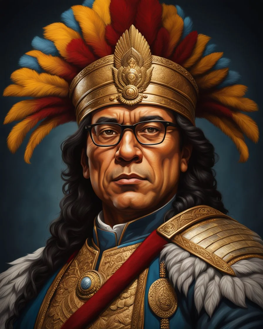 Retrato de Gustavo Petro Urrego como un líder guerrero, calidad ultra, hiperdetallado, increíble obra de arte, 8k