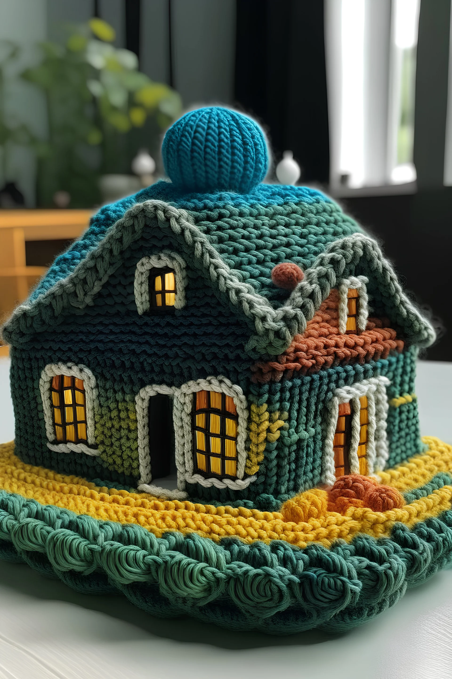 crocheted house