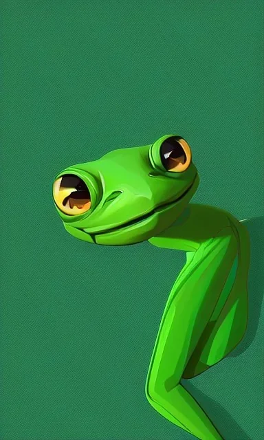 a green gecko with big cute eyes portrait minimalist