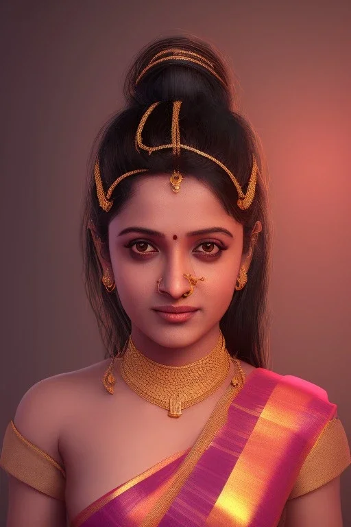 South Indian actress Trisha Krishnan, by Mahmoud Sai, Cartographic, Circuitry, Golden Hour, Closeup-View, 16k, Lumen Global Illumination, Diffraction Grading