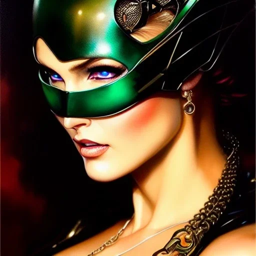 portrait 'beautiful Sexy Busty CatWoman',crystal clear green eyes,painting by gaston bussiere, greg rutkowski, yoji shinkawa, yoshitaka amano, tsutomu nihei, donato giancola, tim hildebrandt, oil on canvas, cinematic composition, extreme detail,fit full head inside picture,32k